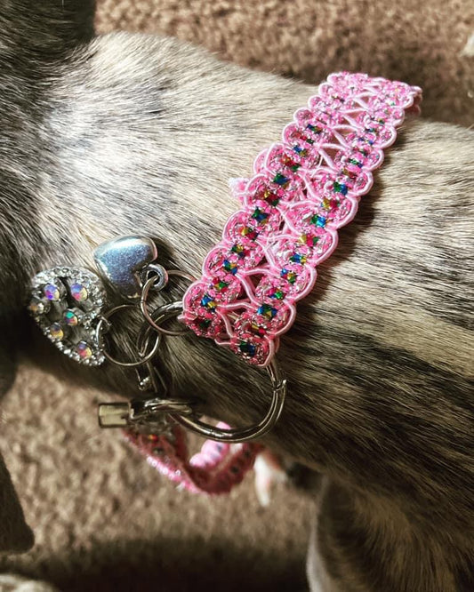 pink bling house collar with charms